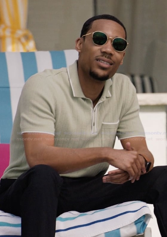 Gregory’s sage ribbed polo on Abbott Elementary