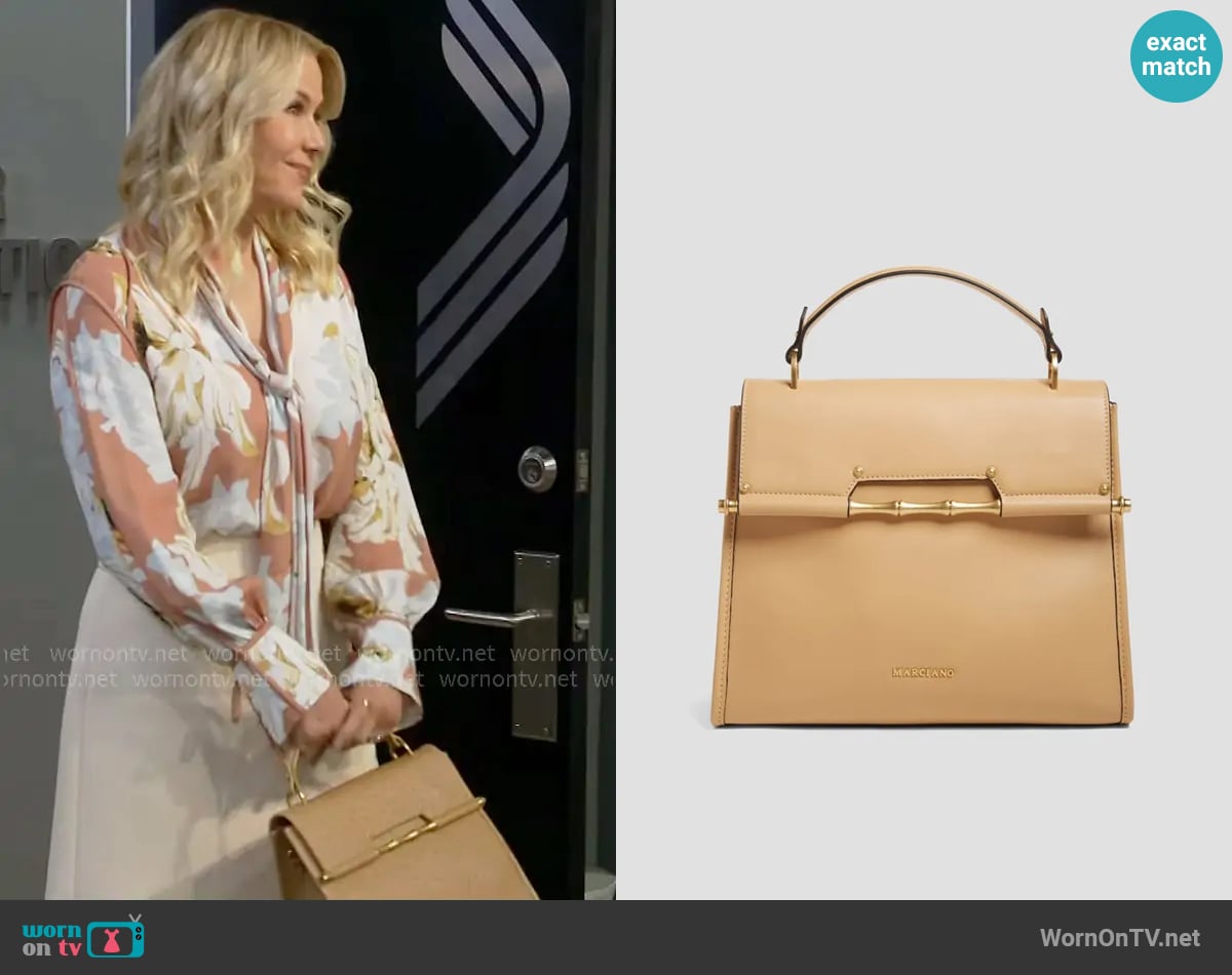 Guess Iris Large Leather Satchel worn by Brooke Logan (Katherine Kelly Lang) on The Bold and the Beautiful