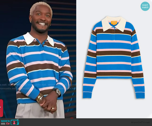 Guest in Residence Cropped Stripe Rugby worn by Scott Evans on Access Hollywood