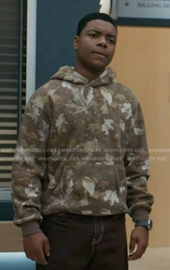 Harry’s brown leaf print hoodie on 9-1-1