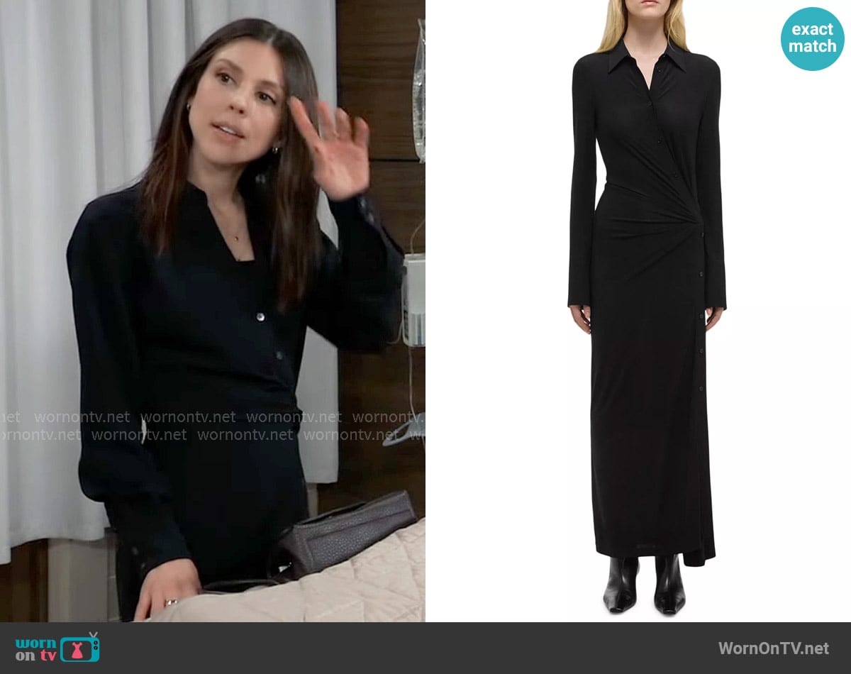 Helmut Lang Twisted Maxi Shirtdress worn by Kristina Corinthos-Davis (Kate Mansi) on General Hospital
