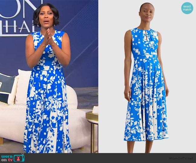 Hobbs London Angelica Pleated Fit-Flare Midi Dress worn by Tamron Hall on Tamron Hall Show