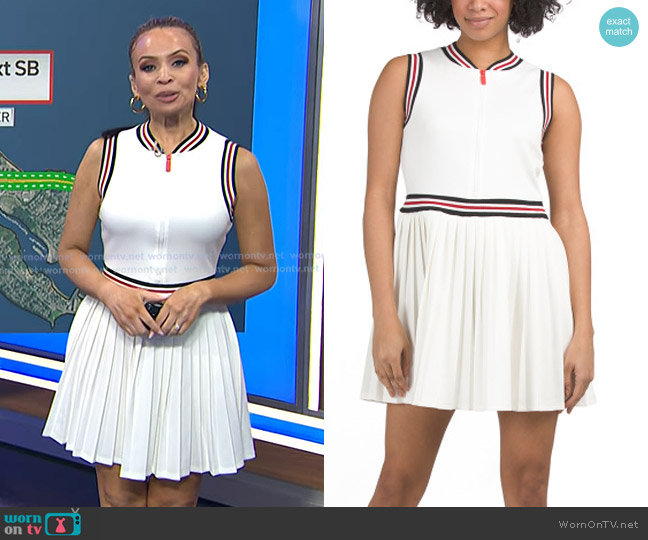 Hunter Front Zip Mini Dress With Pleated Bottom worn by Adelle Caballero on Today