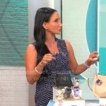 Elizabeth Werner’s navy dotted print jumpsuit on CBS Mornings