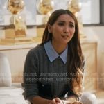 Ali’s grey sweater with patch pockets on Running Point