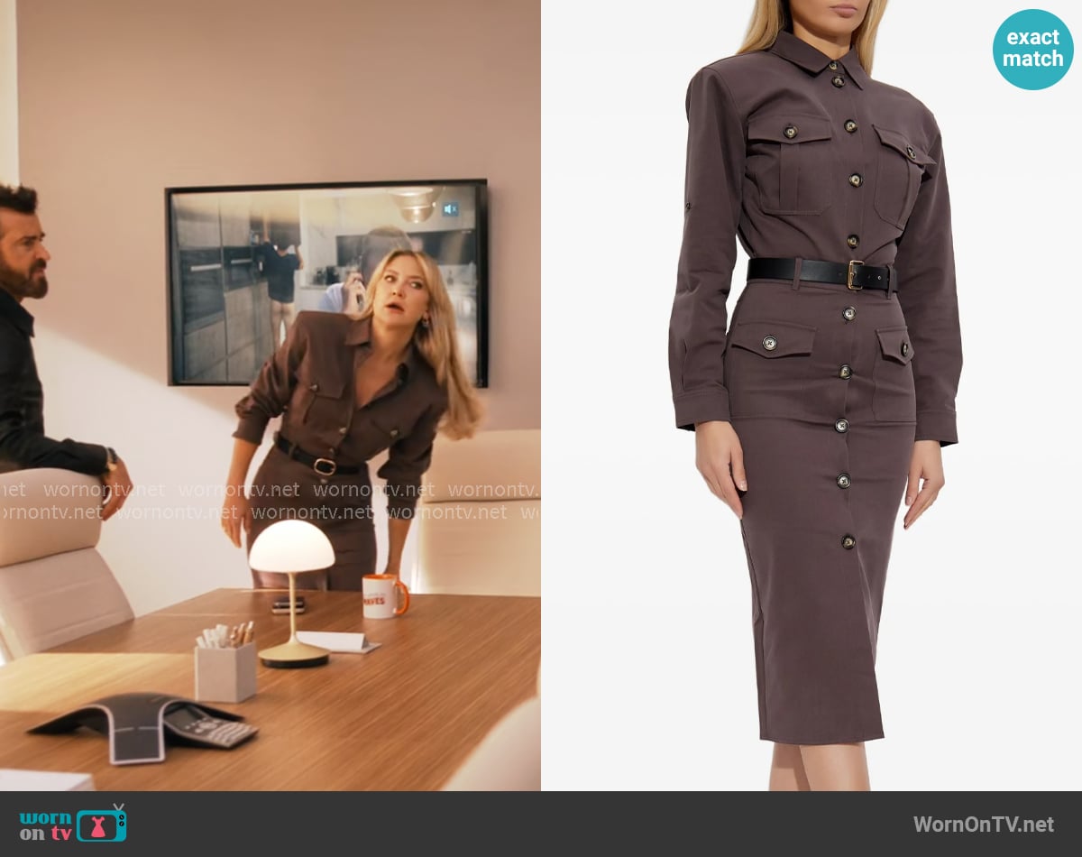 Self Portrait Buttoned-up Belted Dress worn by Isla Gordon (Kate Hudson) on Running Point