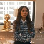 Ali’s blue tweed jacket on Running Point