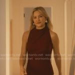 Isla’s purple long dress with split on Running Point