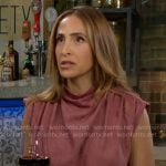 Lily’s pink draped suede top on The Young and the Restless