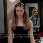 Charlotte’s black button-front mini dress on General Hospital
