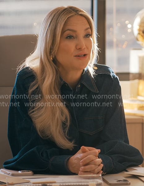 Isla’s denim shirtdress on Running Point