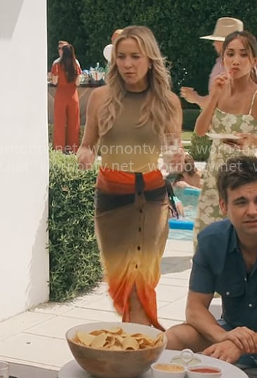 Isla’s ombre swimsuit and skirt on Running Point