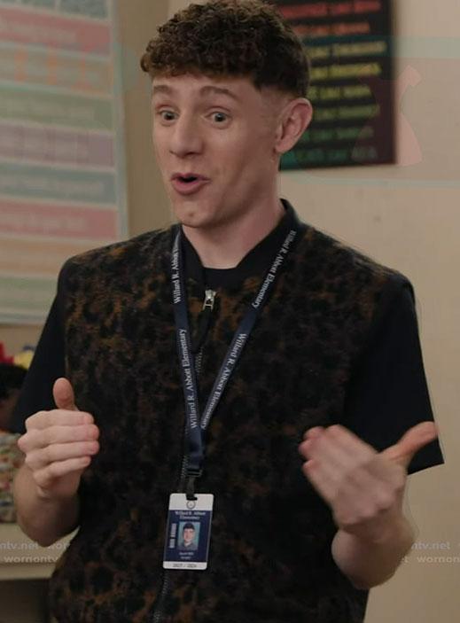 Jacob’s leopard print vest on Abbott Elementary