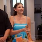 Janet’s blue floral print dress on The Valley