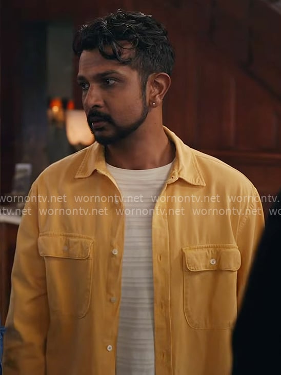 Jay’s yellow button down shirt on Ghosts