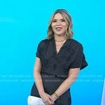 Jenna’s black embroidered v-neck top and skirt on Today