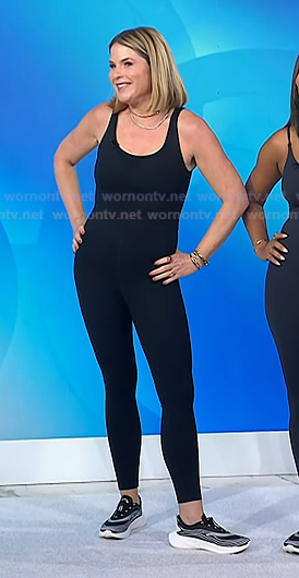 Jenna’s black active jumpsuit and sneakers on Today