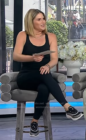 Jenna’s black active jumpsuit and sneakers on Today