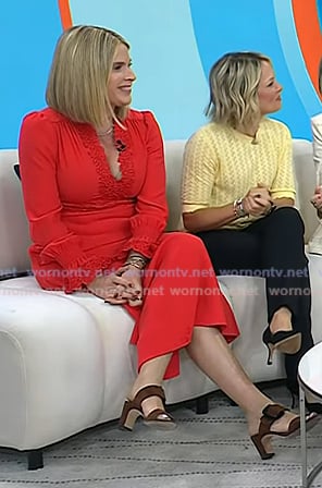 Jenna’s brown suede heel sandals on Today