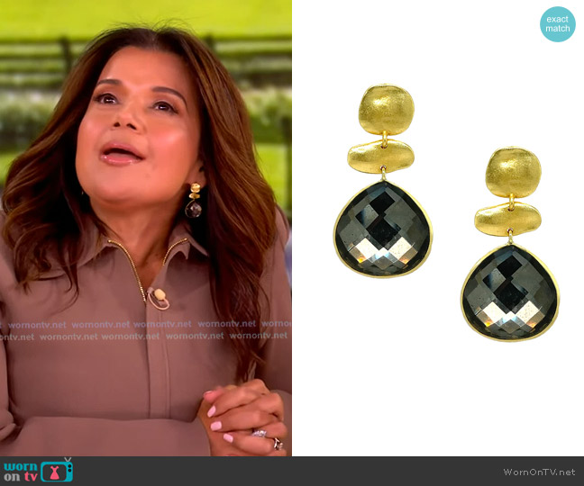 Jennifer Miller Pyrite Drop Earrings worn by Ana Navarro on The View