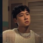 Jin’s white open knit sweater on XO Kitty