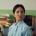 Jiwon’s blue tie sleeve shirt on XO Kitty