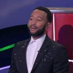 John Legend’s black rhinestone embellished blazer on The Voice