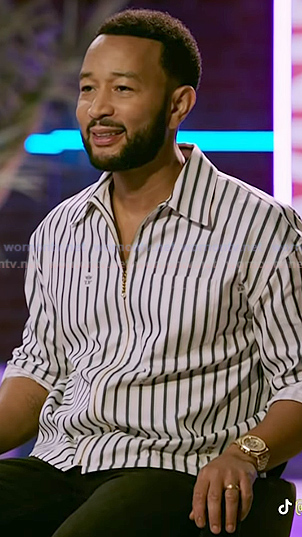 John Legend’s striped zip front shirt on The Voice