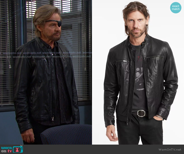 John Varvatos Brando Band Collar Leather Jacket worn by Steve (Stephen Nichols) on Days of our Lives