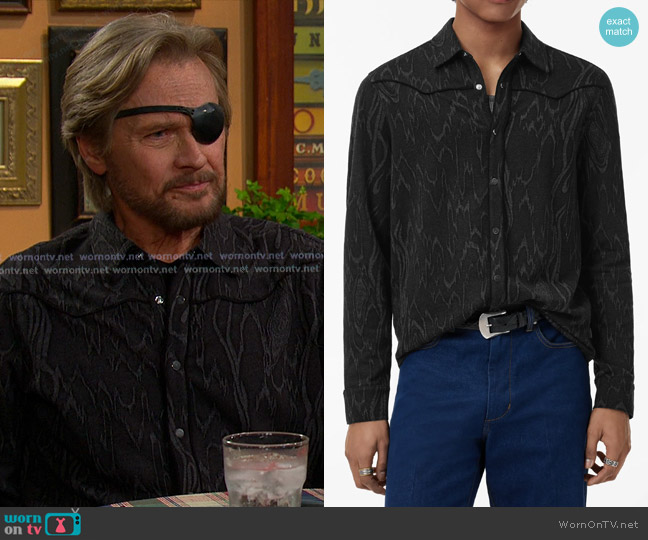 John Varvatos Miner Jacquard Snap-Up Western Shirt worn by Steve (Stephen Nichols) on Days of our Lives