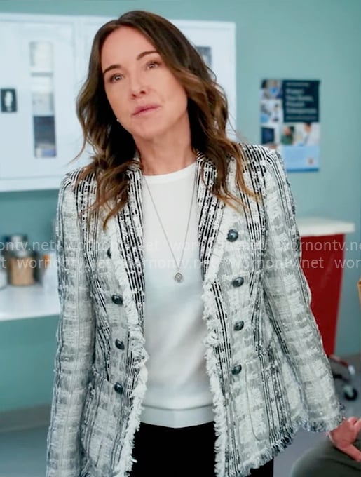 Jordan’s white plaid tweed blazer on Scrubs