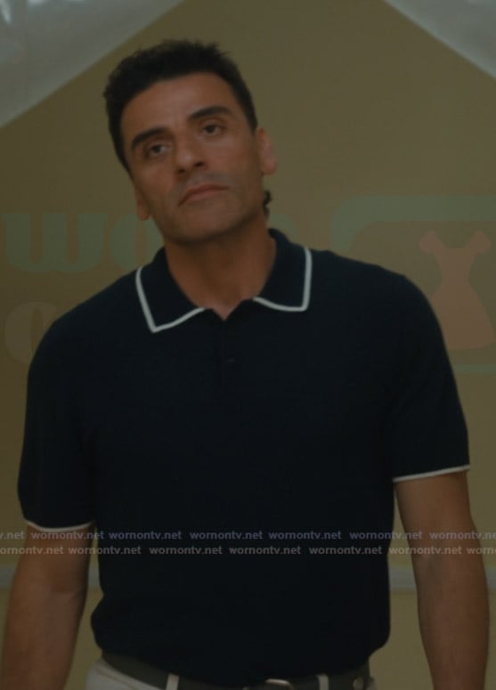 Josh’s navy contrast trim polo on Beef