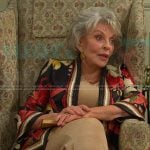 Julie’s black floral print jacket on Days of our Lives