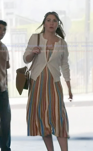 Kameron’s multicolor stripe dress on 9-1-1