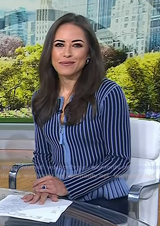 Kaylee’s blue striped zip knit jacket on Today