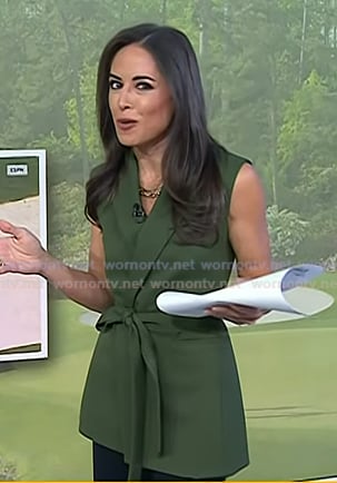Kaylee’s green sleeveless wrap jacket on Today