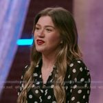 Kelly’s black polka dot sheer blouse on The Voice