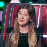 Kelly’s black sheer sleeve top on The Voice