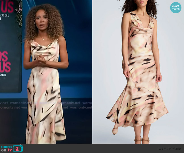 Kenneth Cole Asymmetric Hem Sleeveless Maxi Dress worn by Zuri Hall on Access Hollywood