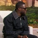 Kevin Hart’s black jacket with leather collar on Sherri
