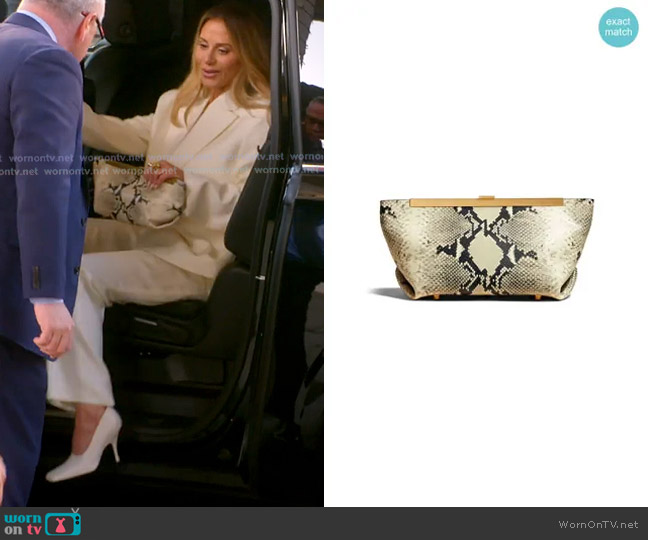 Khaite The Aimee Python-effect clutch Bag worn by Dorit Kemsley on The Real Housewives of Beverly Hills