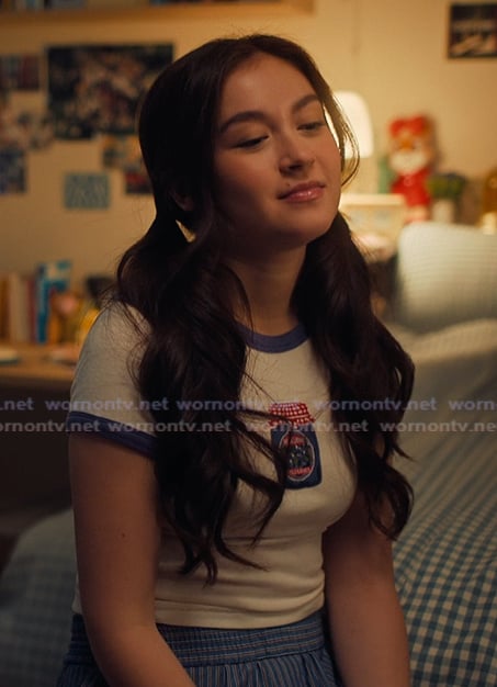 Kity’s white ringer tee on XO Kitty
