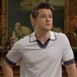Kyle’s white stripe-trim polo shirt on The Young and the Restless