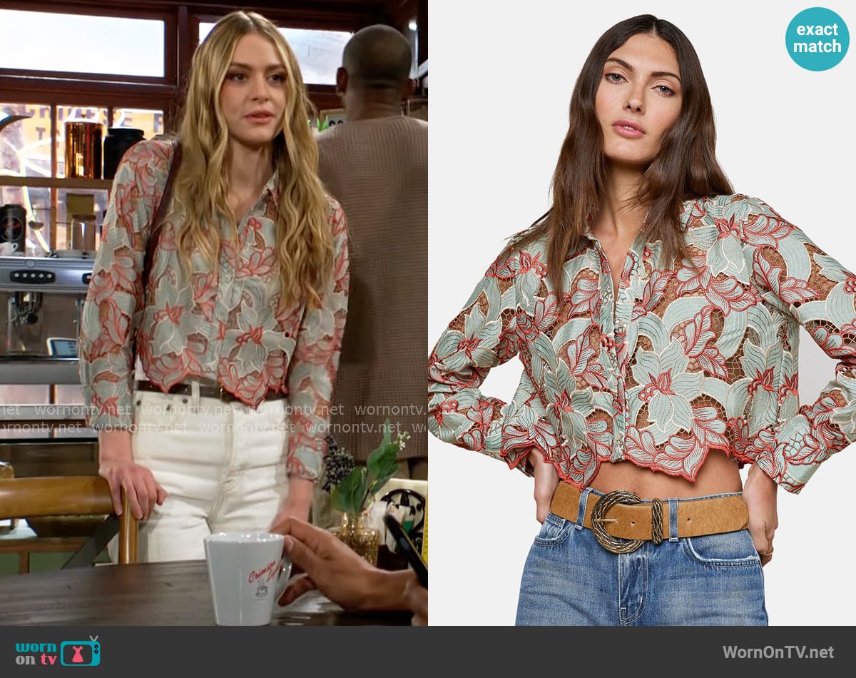 L'Agence Akemi Shirt worn by Claire Grace (Hayley Erin) on The Young and the Restless