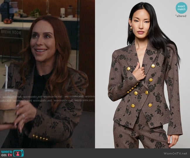 L'Agence Bethany Flocked Herringbone Blazer worn by Maddie Kendall (Jennifer Love Hewitt) on 9-1-1