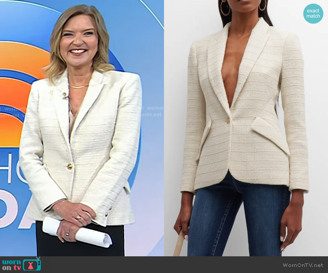 L'Agence Chamberlain Tweed Single-Breasted Blazer worn by Christine Romans on Today