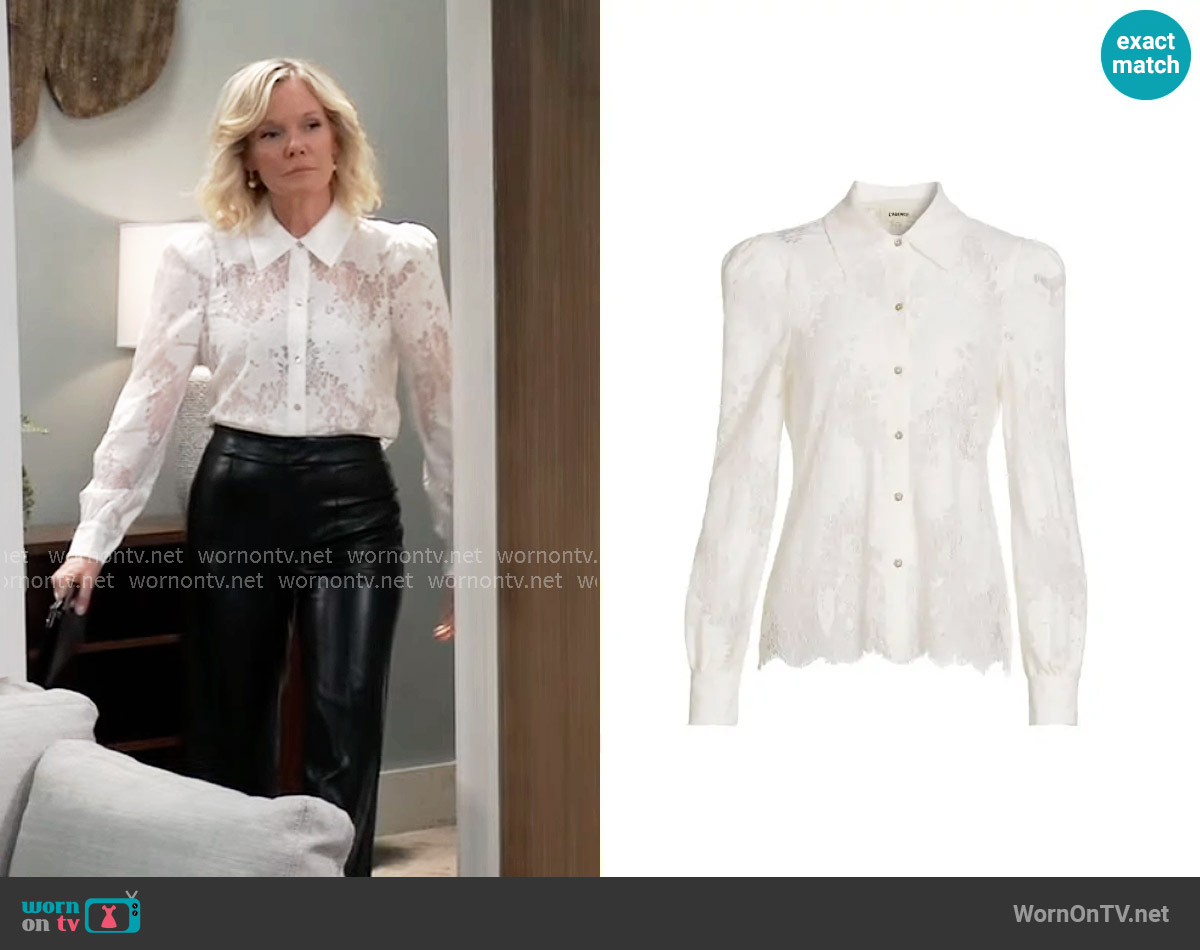 L'Agence Jenica Lace Blouse worn by Ava Jerome (Maura West) on General Hospital