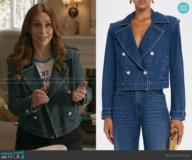 L'Agence Maddox Cropped Denim Trench Coat worn by Maddie Kendall (Jennifer Love Hewitt) on 9-1-1