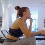 Lala’s gray textured leggings on The Valley