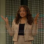 Lani’s beige pinstripe blazer and shorts on Days of our Lives